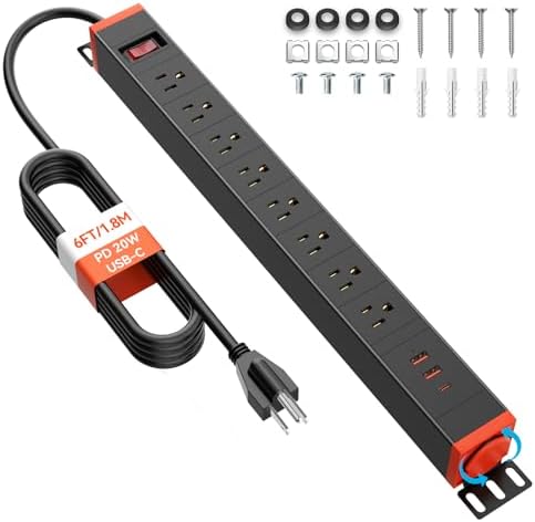Amazon.com: 8 Outlet Long Power Strips with USB Ports, Rack Mount Power ...