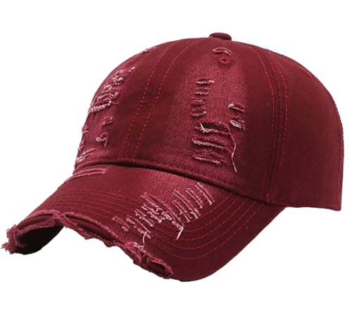 Casquette de baseball vieillie effet déchiré en coton lavé style chapeau de papa unisexe