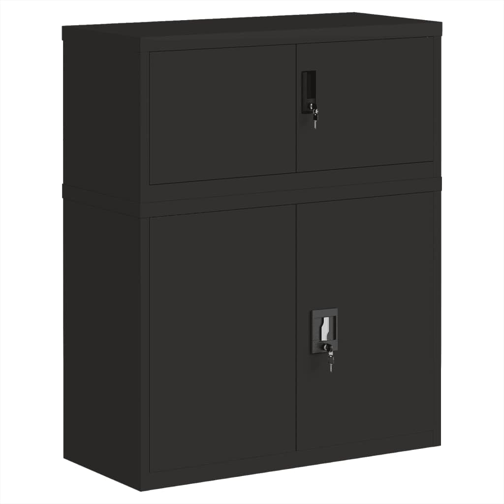 Armadio Classificatore in Acciaio per Documenti Ufficio con Serratura e Ripiano Regolabile, Nero 90x40x110 cm, Design Compatto per Archivio o Garage