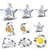 Star, Moon, Cloud and Sun Cookie Cutters 9 Piece Set - Twinkle Twinkle Little Star Celestial Nigh...