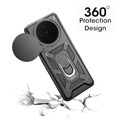 Image of Tough Armor Bumper Back Cover Case for Vivo X200 5G | Sliding Camera Cover, Kickstand & Ring Holder 360 Degree Protection Back Cover Case for Vivo X200 5G