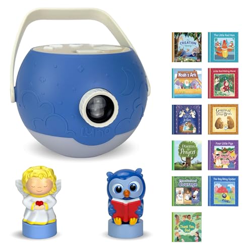 Luna StoryTime Kids Book Projector – 6 Bible & 5 Classic Read-Aloud Stories, 10 Songs & Night Light & Soothing Dream Music | Children Ages 3+ Storytime Projector for Kids & Toddler | Toys, Owl & Angel