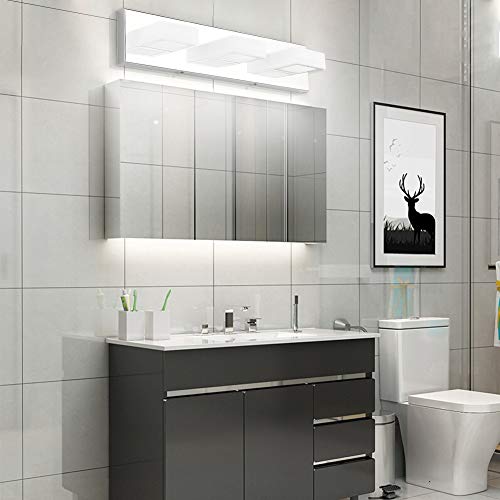 Image of Ralbay Modern LED Chrome Vanity Light Acrylic Stainless Steel for Bathroom Vanity Lighting Fixtures Cool White 6000K