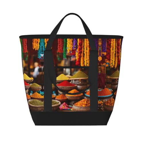 condiments Spices Print Tote Bag Adult Heavy Duty For Picnic Beach Camping Large Capacity Insulated Tote Bag