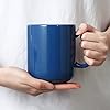 Smilatte 20 OZ Large Coffee Mug, M016 Plain Ceramic Boss Big Tea Cup with Handle for Dad Men, Set of 2, Blue #4