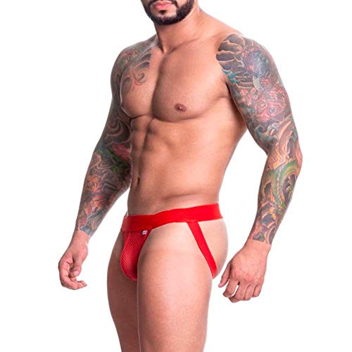 Cueca Jockstrap Em Arrastão Vermelho