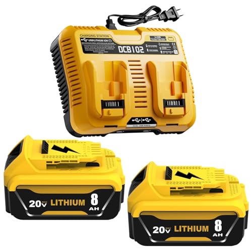 2x 8000mAh Dewalt 20V Battery & Charger Combo