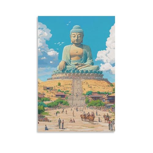 Tableau Bouddha murale 50x75cm pour salon zen et chambre apaisante