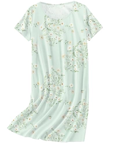Image of Ekouaer Nightgowns for Women Cotton Sleepshirts Short Sleeve Nightshirt Tshirt Night Gown Casual Sleepdress Comfy Nightdress