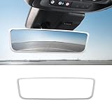 Ohleats Car Rear View Mirror Protector Frame, Silicone Auto Rearview Edge Protection Cover Compatible with Model 3 Model Y, Interior Rear View Trim Frame Decoration, Car Accessories (White)
