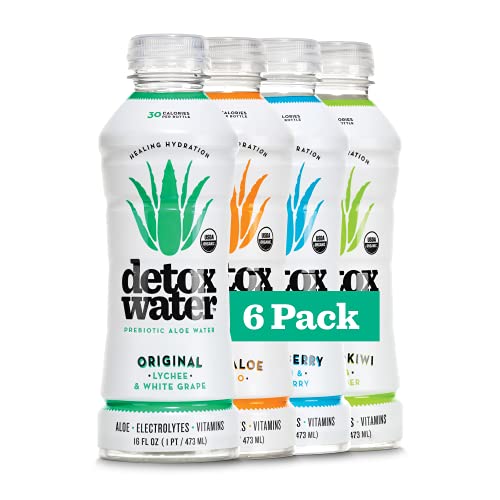 Detoxwater Organic Aloe Vera Infused Prebiotic Water, Highest Quality Aloe with Electrolytes...