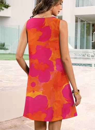 Image of QACOHU Women's Summer Sleeveless V Neck Mini Dress with Pockets Casual Sundress Beach Dresses for Women 2026