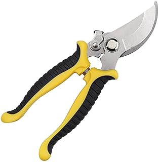 Alfresco Garden Shears, Secateurs & Pruning Scissors of Garden Tools, Mitre Shears, Florist Scissors, Snips, Trimmer, Clippers with Locking Handle, Gardening Gifts for Men (Yellow)