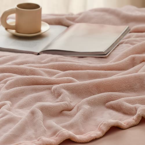 Bedsure Fleece Blanket Throw Blanket - Dusty Pink Rose Gold Blush Lightweight Light Pink Blanket For Sofa, Couch, Bed, Camping, Travel - Super Soft Cozy Microfiber Blanket #TOP3