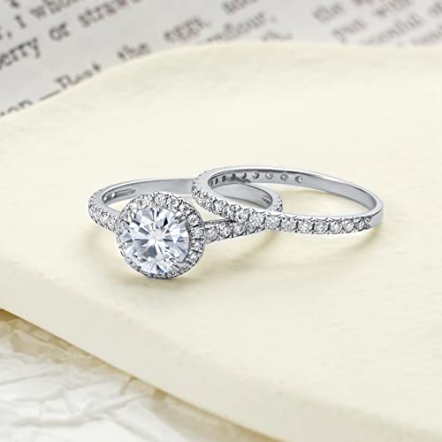 10k 14k 18k Gold 1.8 Carat (ctw) Round Cut Moissanite Bridal Sets Wedding Engagement Ring Set for Women, White Gold Wedding Band Ring Engagement Rings3