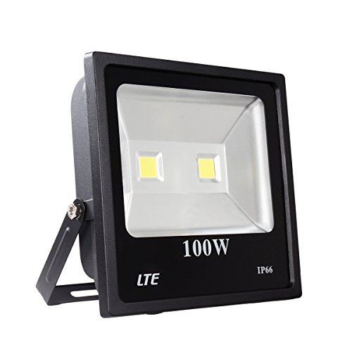 LTE 100W Super Bright LED Flood Lights Outdoor,Daylight White Security Light,10500 Lumen,250W HPS Bulb Equivalent,6000K, IP66 Waterproof Landscape Wall Light