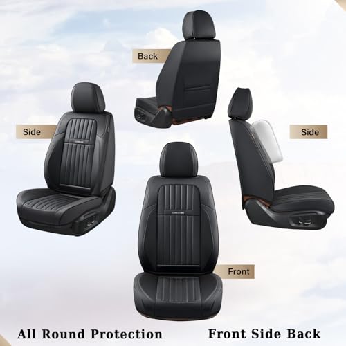 Image of Coverado Seat Covers, Car Seat Covers Front Seats, Car Seat Cover, Car Seat Protector Waterproof, Car Seat Cushion Nappa Leather, Black Seat Covers for Cars Carseat Cover Universal Fit for Most Cars
