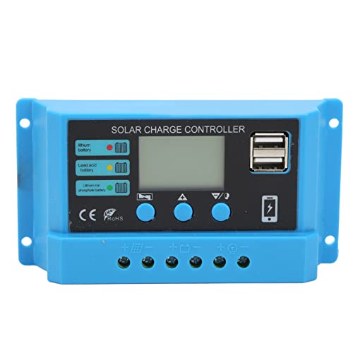 Mingzhe Controlador de Panel Solar Pantalla LCD de Control de Carga Fotovoltaica con Conectores Azules para la Industria del Hogar (20A)
