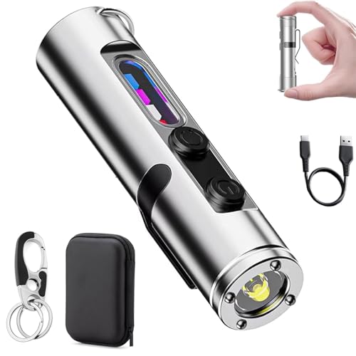 ZOTKAMN Taclite Mini-La microherramienta definitiva para el día a día, Linterna Taclite Mini recargable, táctico magnético superbrillante de alta luminosidad con clip para sombrero (Silver)