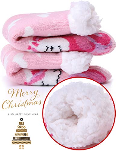 Image of MOGGEI Girls Slipper Fuzzy Socks Kids Boys Fluffy Fleece Lined Warm Plush Sherpa Winter Child Home Socks