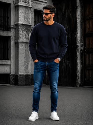 Image of Mack Jonney Men's Solid Winter Sweatshirt|Soft Fleece Fabric Full Sleeve Round Neck Sweatshirt|Stylish Casual Wear for Men-mj-281