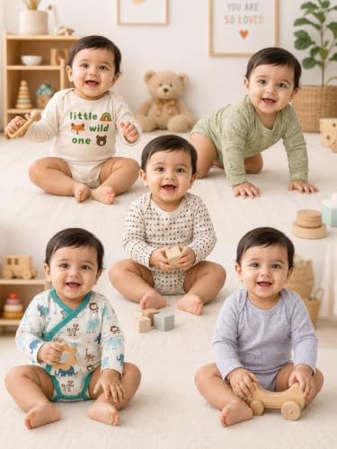 Image of TuddyBuddy 100% Cotton Multi Color Romper /Bodysuit /Onesies for Baby Boys & Baby Girls