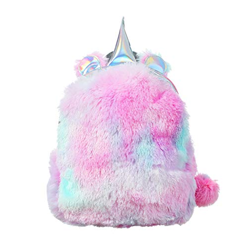FORLADY Unicornio Mochila Chica Moda Lentejuelas Felpa de dibujos animados linda de viaje