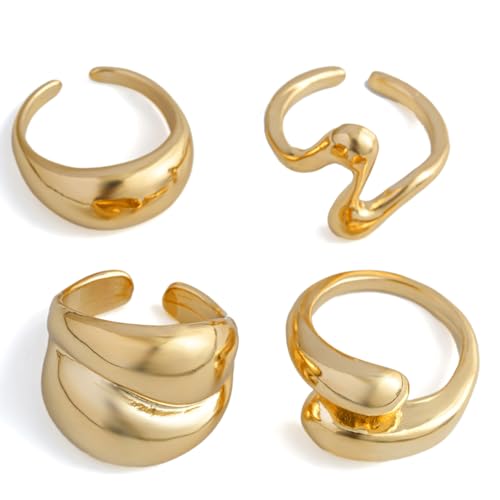 Image of Shining Diva Fashion Stylish Trendy Finger Rings Set for Women & Girls | Chunky Minimal Statement Ring Combos Modern Elegant Jewellery Collection
