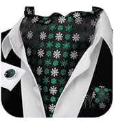 Men's Christmas Cravat & Pocket Square Set - Silk Look Ascot Tie For Holiday Parties - View #9