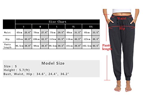 Hawiton Women Active Pants Drawstring Yoga Jogger Workout Sportwear Sweatpants with Pockets (All-Light Grey, L)