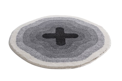 Grund Exclusive Designer bath mat KARIM RASHID, ultra soft and absorbent, anti slip, KARIM 03, 90 cm round, grey