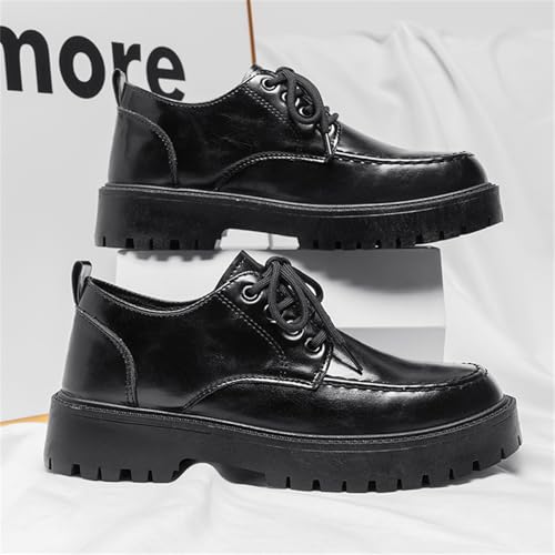 Men's Patent Leather Platform Lace Up Oxford Shoes Classic Round Toe Log Sole Tuxedo Shoes Business Casual Formal Work Shoes3