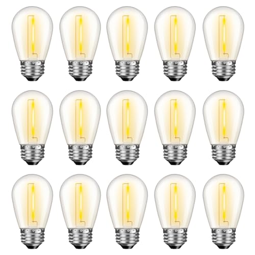 GvvooHome LED S14 Replacement Light Bulbs for Outdoor String Lights, 1W Shatterproof Edison Light...