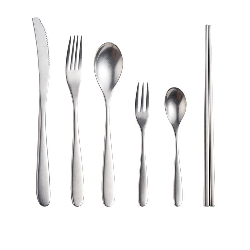 Set di Posate in Argento, 6/24/36/48/60/72 Pezzi, Coltello da Bistecca retrò, forchetta e Cucchiaio, Set di Bacchette semplici per la casa, Set da Sei Pezzi. Argento-72 Pezzi per 12