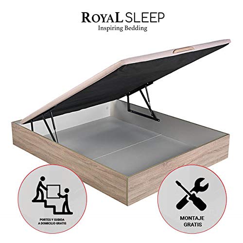 ROYAL SLEEP Canapé Abatible (150x190) de Gran Capacidad, Tapa 3D Transpirable, Color Natural