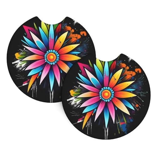 Lot de 2 dessous de verre HHGFASD Bloom at will - Accessoires de voiture imperméables et antidérapants - Séchage rapide - Pour une utilisation quotidienne dans les voitures et les camions