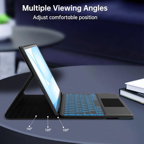 for Galaxy Tab S10 FE+ 13.1 inch Case with Keyboard - 7 Color Backlit Detachable Tablet Keyboard Cover with Touchpad - Tab S10 FE Plus 13.1" 2025 Samsung Keyboard Case with S Pen Holder Black by ROOFEI - Image 4