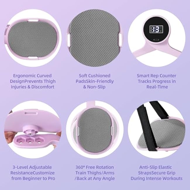 Thigh Master Thigh Exerciser for Women, Kegel Exercise, Pelvic Floor Muscle Strengthening Exercise Devices, Inner Thigh Exerciser, Thigh and Pelvic Trainer, Leg Workout Exercise Equipment for Home