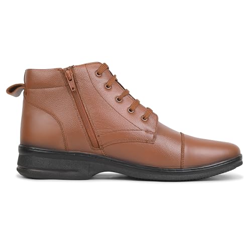 Image of SQUAD TAN COLOR MENS LEATHER POLICE BOOT WITH SIDE ZIPPER