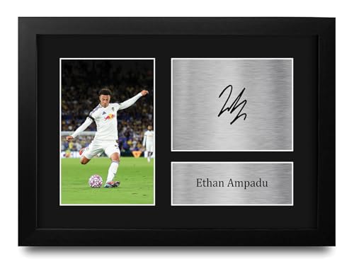 Ethan Ampadu autógrafo impreso Leeds decoración para salones y despachos de fútbol