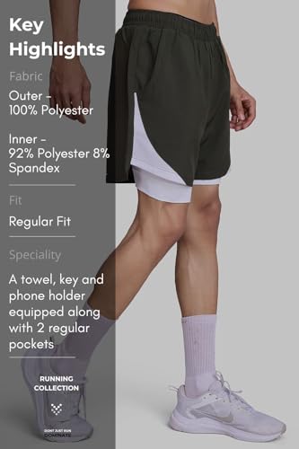 Image of FUAARK 2 in 1 Compression Shorts for Men for Gym, Sports, Running & Cycling Activities with Pocket