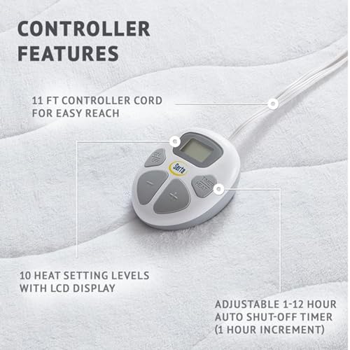 Serta Plush Heated Mattress Pad Electric Bed Warmer