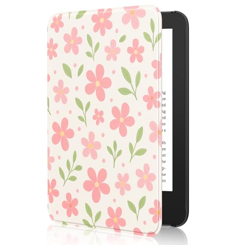 MoKo Funda Compatible con 6' Nuevo E-Reader, Funda Ligera con Auto Sueño/Estela para Lectores Electrónicos de 11.ª Generación de 2024/2022; No Compatible con BOOX & Kobo, Flores y Hojas