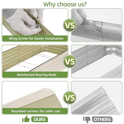 GoCampDriect 6IN1 Raised Garden Bed - 8x3x1.4ft Galvanized Raised Garden Boxes Outdoor Corrosion Resistant | Variable Shape 9x2x1.4ft Metal Raised Garden Beds for Planting Vegetable, Fruits,Flower