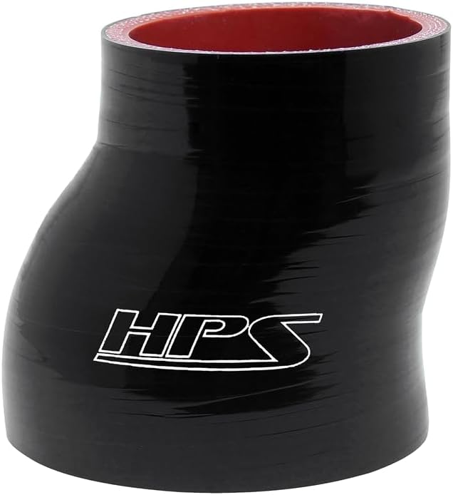 HPS HTSOR-250-275-BLK High Temperature 4-ply Polyester Silicone Offset Reducer Coupler Hose, 2-1/2" - 2-3/4" ID, 5 mm Wall Thickness, 3" Length, Black