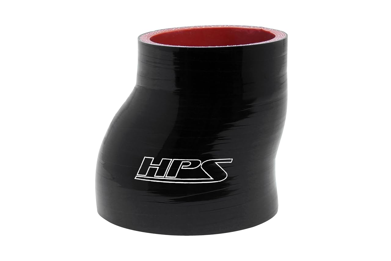 HPS HTSOR-125-150-BLK High Temperature 4-ply Polyester Silicone Offset Reducer Coupler Hose, 1-1/4" - 1-1/2" ID, 5 mm Wall Thickness, 3" Length, Black