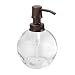 InterDesign Olivia Glass Soap & Lotion Dispenser Pump, for Kitchen or Bathroom Countertops - Clear/Brushed
