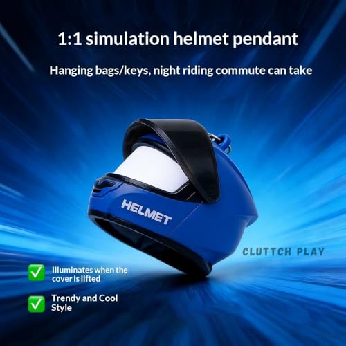 Image of Cluttch Mini Helmet LED Light Keychain for Boys & Bike Lovers | Helmet Shape Key Ring with Light | Cute Backpack Charm, Bag Accessory, Return Gift, Aesthetic Keychain for Men & Teens (Helmet Light)
