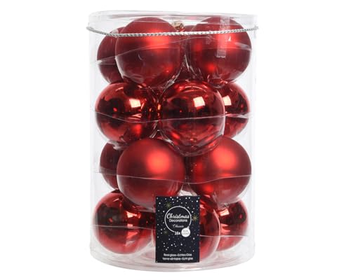 16-teilige Glas-Weihnachtskugel-Set Rot, Glänzend & Matt, 8 cm...