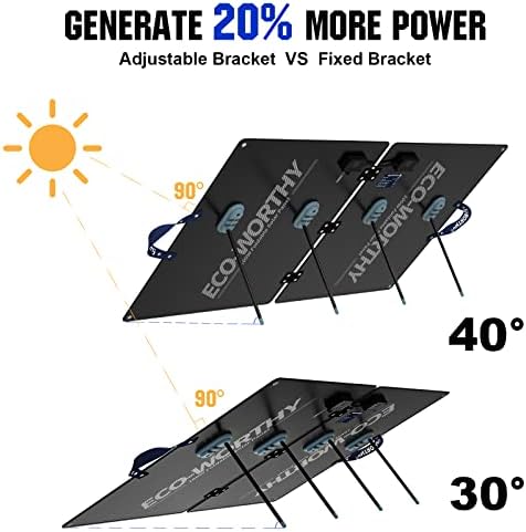 ECO-WORTHY 100W Portable Solar Panel Foldable Monocrystalline Panel with MC-4 Connectors DC Adapters Adjustable Stand PV Cable (9.84ft) for Emergency Power Backup Power Station RV Motorhome Camping